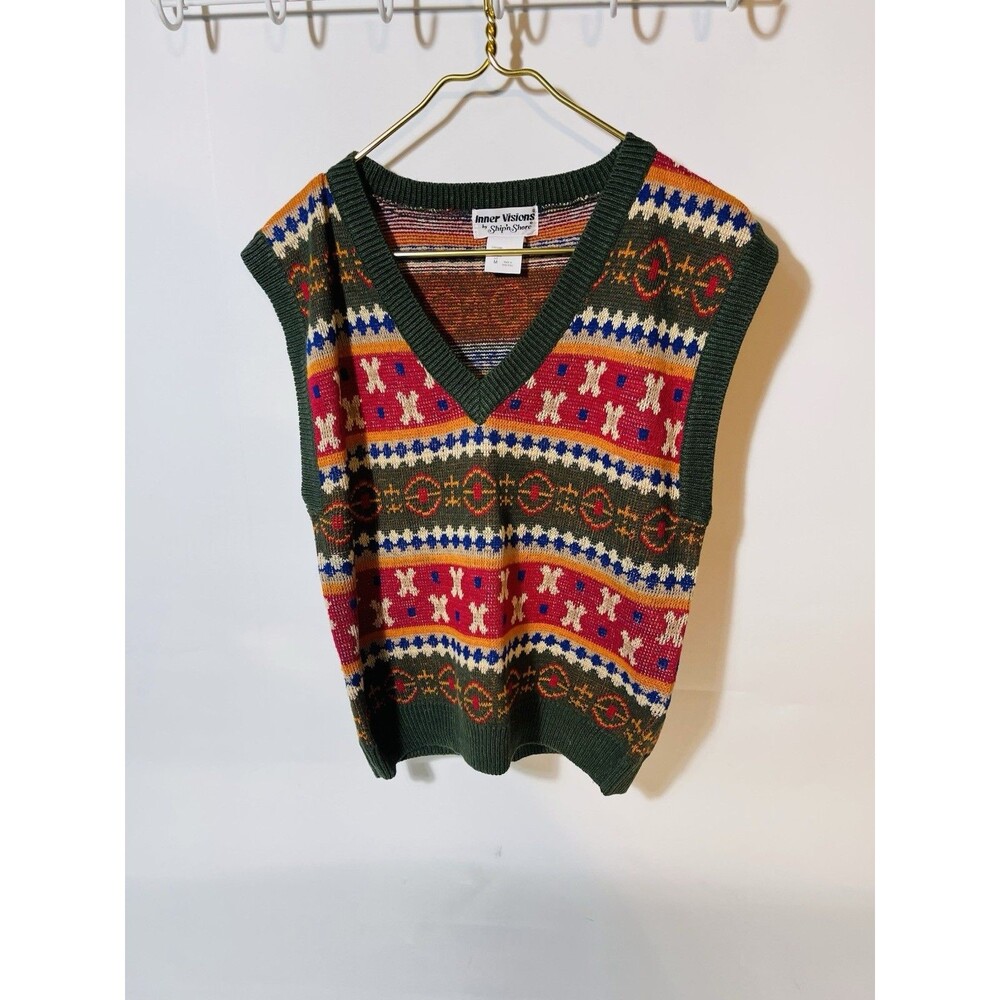 Inner Vision Women’s Colorful Knit Vest Sz M #0476